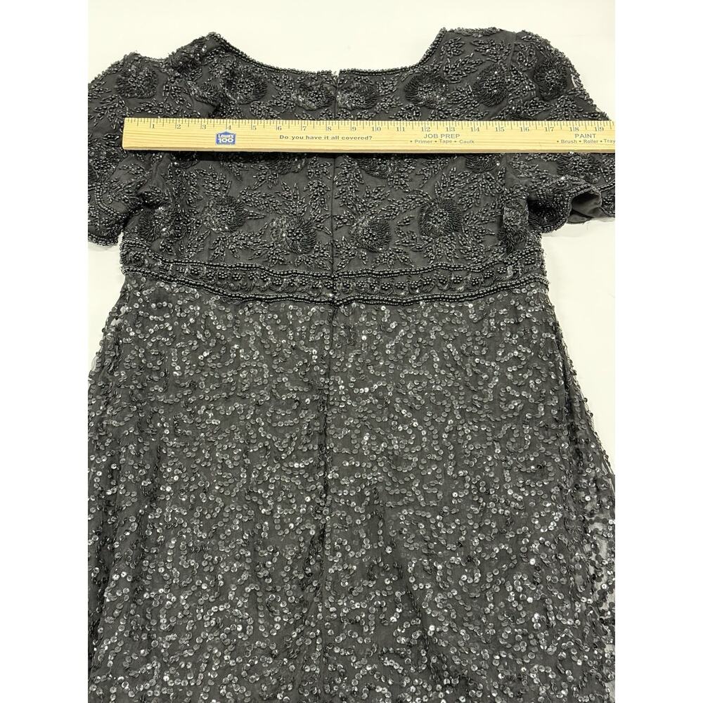 Vintage Lawrence Kazar Black Beaded Cocktail Formal Dress medium Silk - Picture 7 of 7